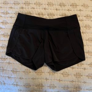 Lululemon speed up shorts, black, size 6. Like new!